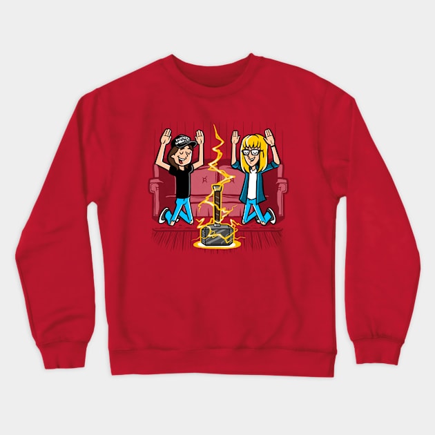 We're Not Worthy! Crewneck Sweatshirt by harebrained